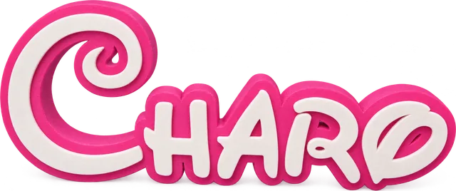Nombre Charo en relieve fucsia y blanco