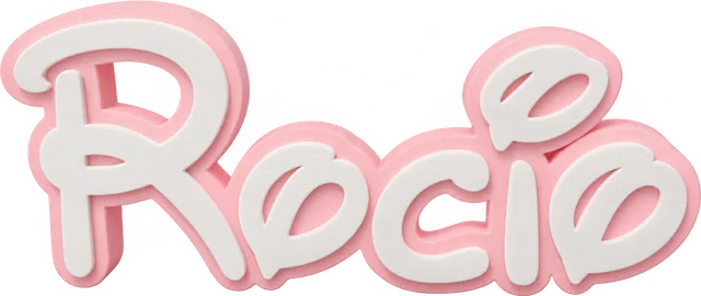 Nombre Rocío en relieve rosa y blanco